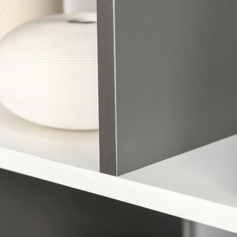 HOMCOM 3-Tier 8-Cube Home Office Display Unit Bookcase Shelving Unit Contemporary Stylish Versatile Freestanding w/ Anti-Tipping Safety Grey White
