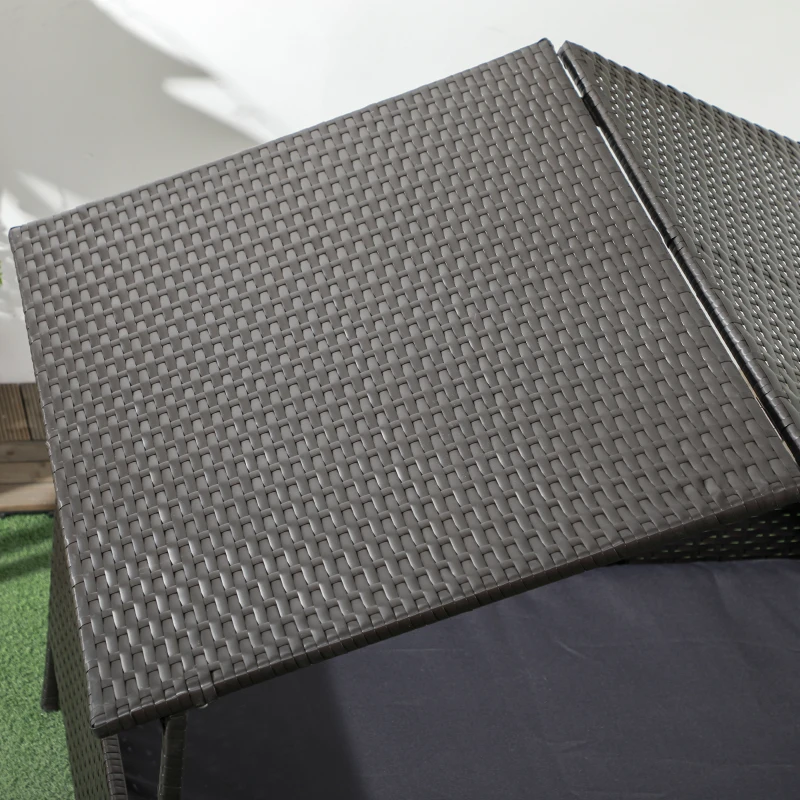 PawHut Casetta per Cani Rialzata con Cuscino Sfoderabile, in Rattan PE e Acciaio, 117x85x89 cm, Grigio e Marrone