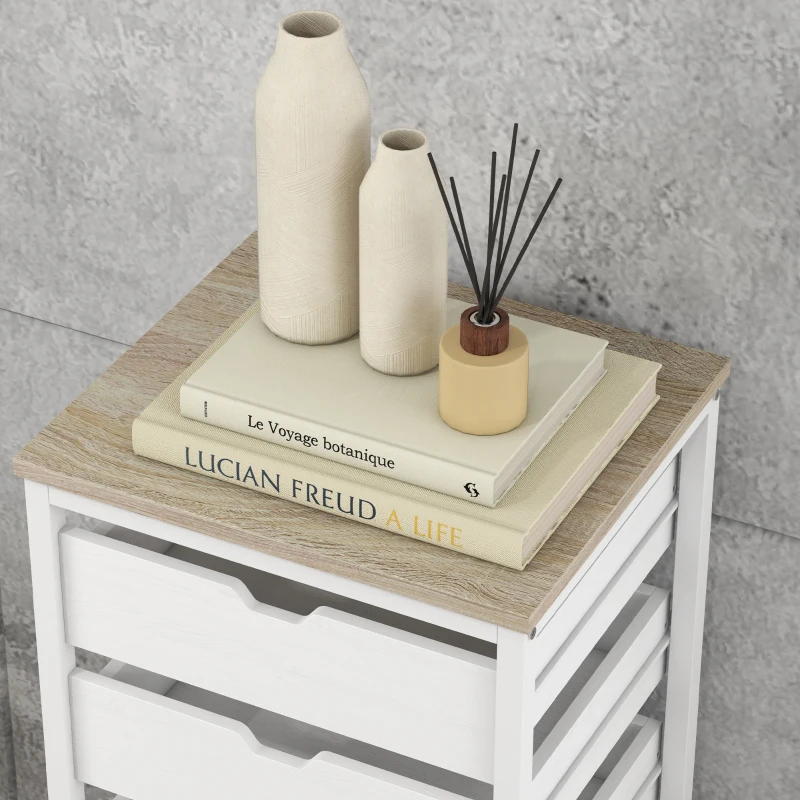 HOMCOM Commode meuble de rangement chiffonier à 7 tiroirs style comtemporain avec cadre en acier et poignées découpées blanc