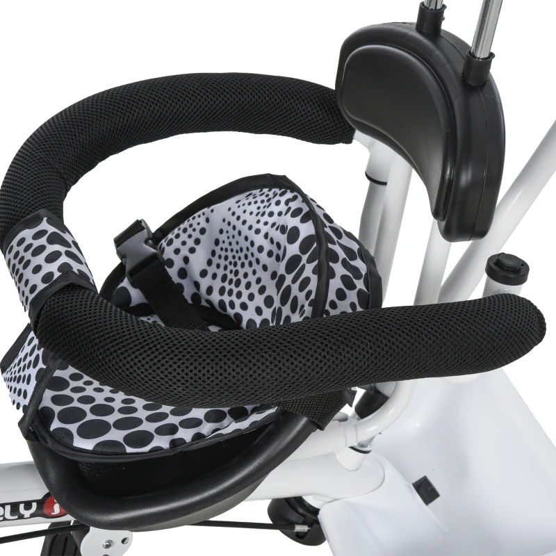 HOMCOM Tricycle Enfants Pare-Soleil Pliable Canne Amovible Benne Rangement 103 x 47 x 101 cm Acier Blanc et Noir
