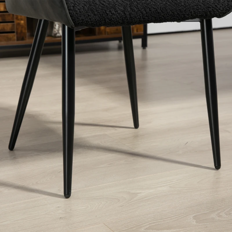 HOMCOM Accent Chair with Foot Pads, Upholstered Armchair with Chenille Fabric Front and PU Back, Occasional Chair for Living Room Bedroom, Black