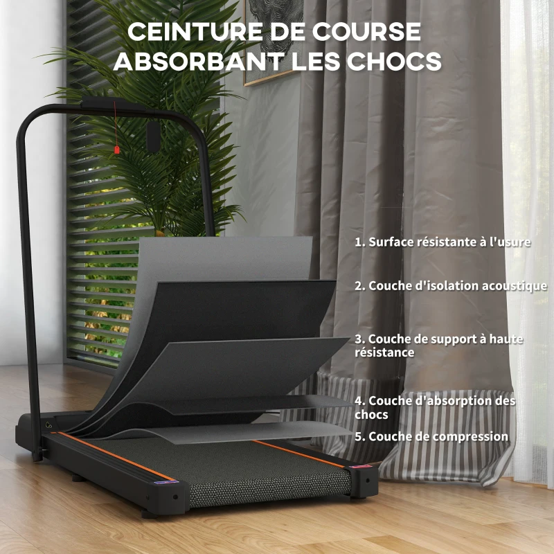 SPORTNOW Tapis de marche électrique pliable vitesse jusqu'à 6 km/h puissance 2,5 CV écran LED télécommande acier noir