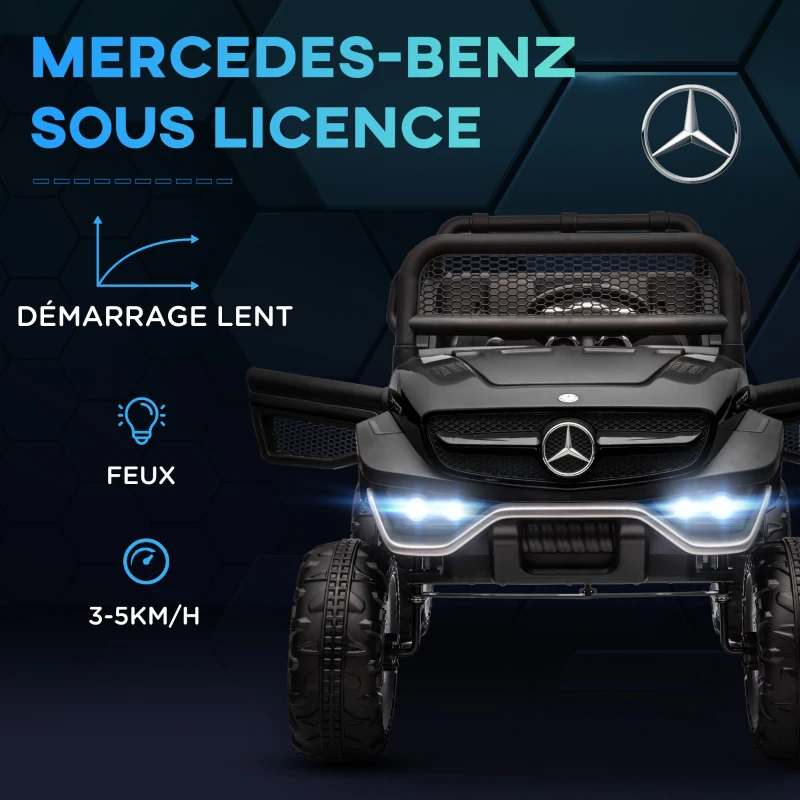 HOMCOM Voiture électrique 4x4 pour enfants de 3 à 8 ans Mercedes-Benz Unimog avec télécommande roues suspendues klaxons noir