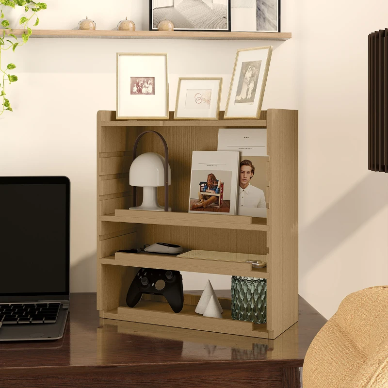 HOMCOM Four-Tier Desktop Organiser - Oak Tone