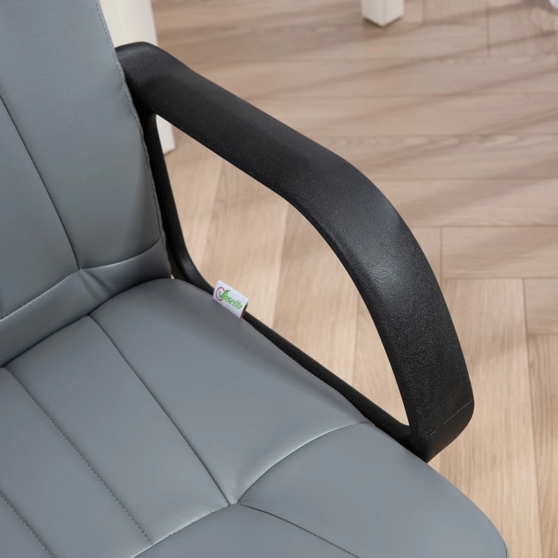 HOMCOM Office Chair, PU Leather Computer Desk Chair with Adjustable Height, Swivel Wheels for Home Office Work Study, Grey