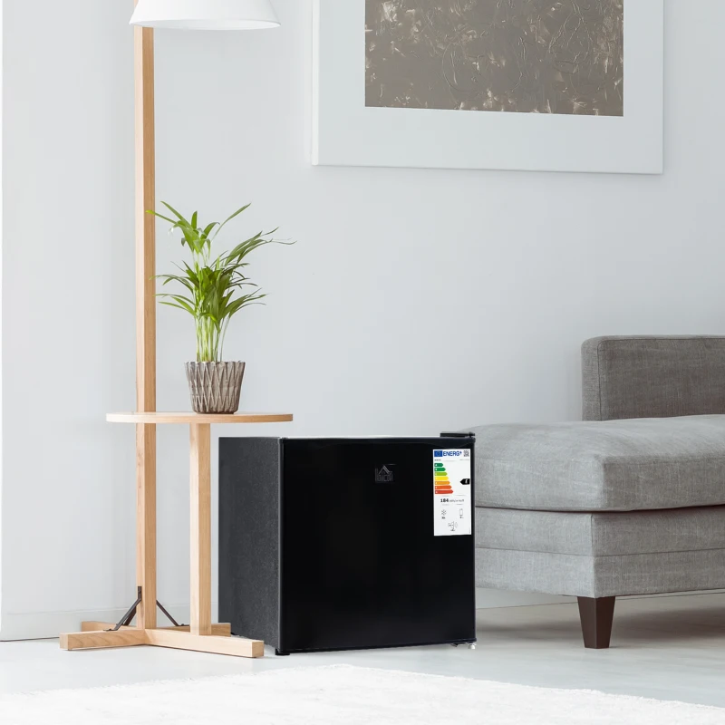 HOMCOM Mini congélateur Température Réglable de -14 à -24°C Compact 35L - étagère Amovible - Porte réversible Classe E - 47 x 44,2 x 48,8 cm - Noir