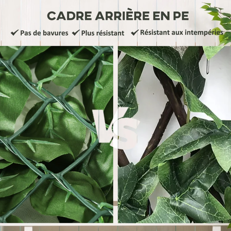 Outsunny Haie Artificiel Brise-Vue décoration Rouleau 3L x 1,5H m Feuillage hêtre réaliste Anti-UV, feuilles en soie, Vert foncé