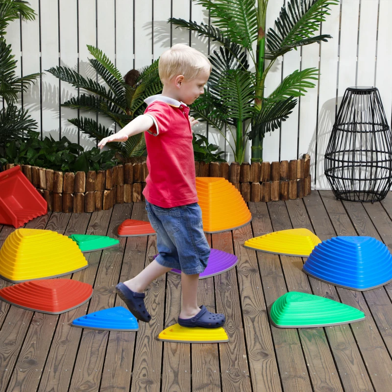 ZONEKIZ Juego de Equilibrio Infantil Set de 11 Piezas para Entrenamiento de Equilibrio y Coordinación 40,5x40,5x20 cm Multicolor
