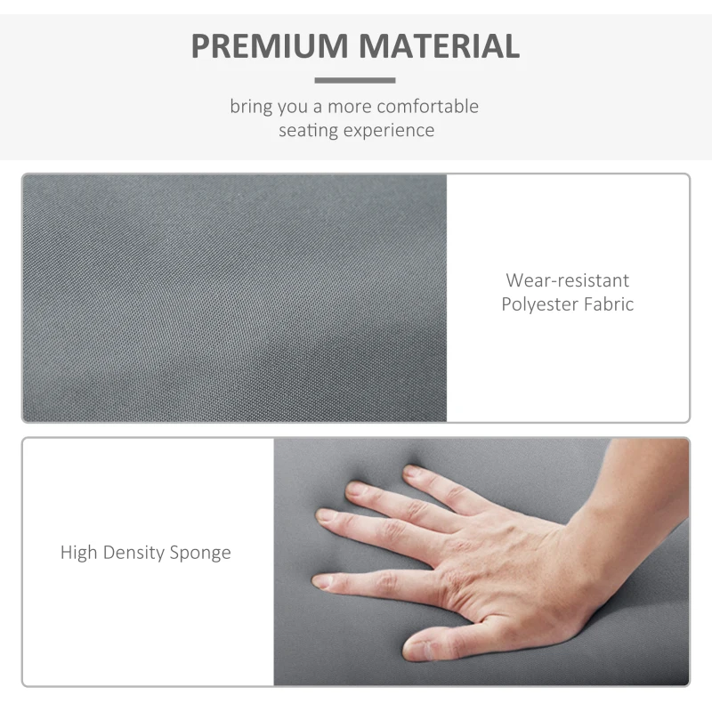 Outsunny Set of 2 Sun Lounger Cushions, Replacement Cushions for Rattan Furniture with Ties, 196 x 55 cm, Cushion ONLY, Dark Grey