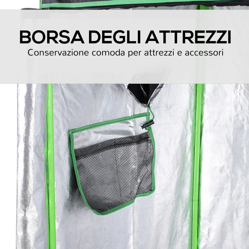 Outsunny Serra Idroponica in Mylar con Prese d'Aria Regolabili per Coltivazione da Interno, 120x60x150cm, Nero