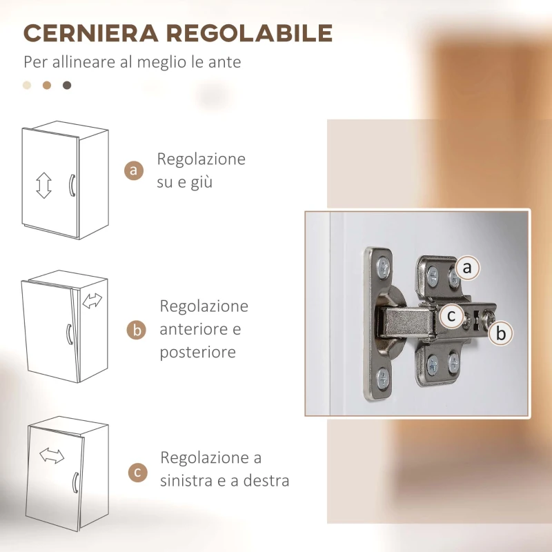 HOMCOM Dispensa Cucina in MDF con Armadietto Superiore e Inferiore a 2 Ante e Piano di Lavoro, 72x40x178 cm