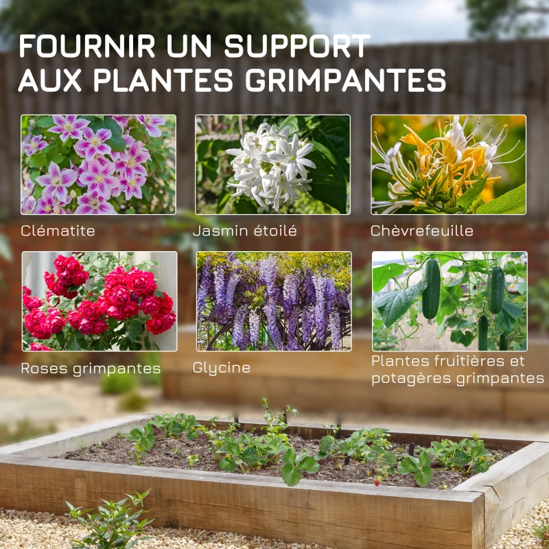 Outsunny Lot de 4 treillis de jardin support pour plantes grimpantes en acier 50 x 180 cm noir