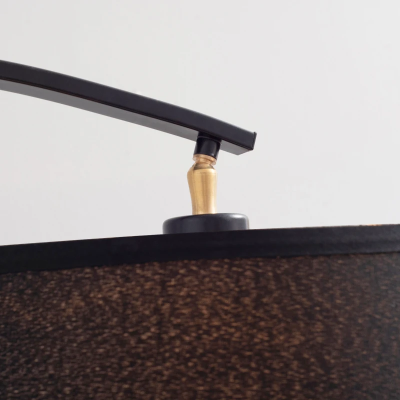 HOMCOM Lampada da Terra ad Arco con Paralume in Tessuto e Piantana Rotonda, 100x43x177cm, Nero