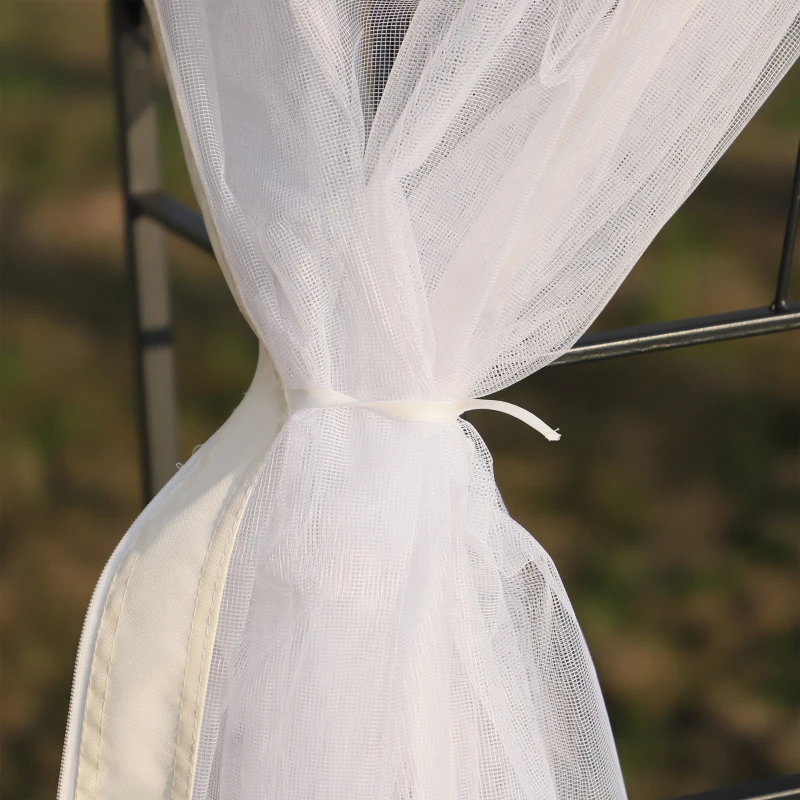 Outsunny Tonnelle barnum style colonial double toit toiles moustiquaires amovibles 3L x 3l x 2,8H m beige