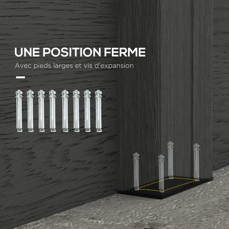 Outsunny Clôture de jardin occultant en WPC bois composite et aluminium extérieur avec pieds - modulable, 186L x 187H cm, gris