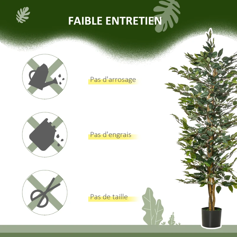 HOMCOM Arbre Artificiel Plante Artificiel ficus Hauteur 1,5 m Tronc Branches Liane Lichen Feuilles Grand réalisme Pot Inclus