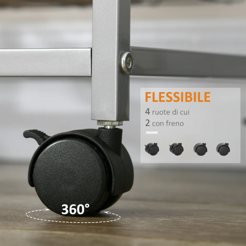 HOMCOM Carrello da Cucina Salvaspazio con 4 Cesti Estraibili in Legno e Acciaio, 36.5x36.5x89 cm, Argento e color Legno