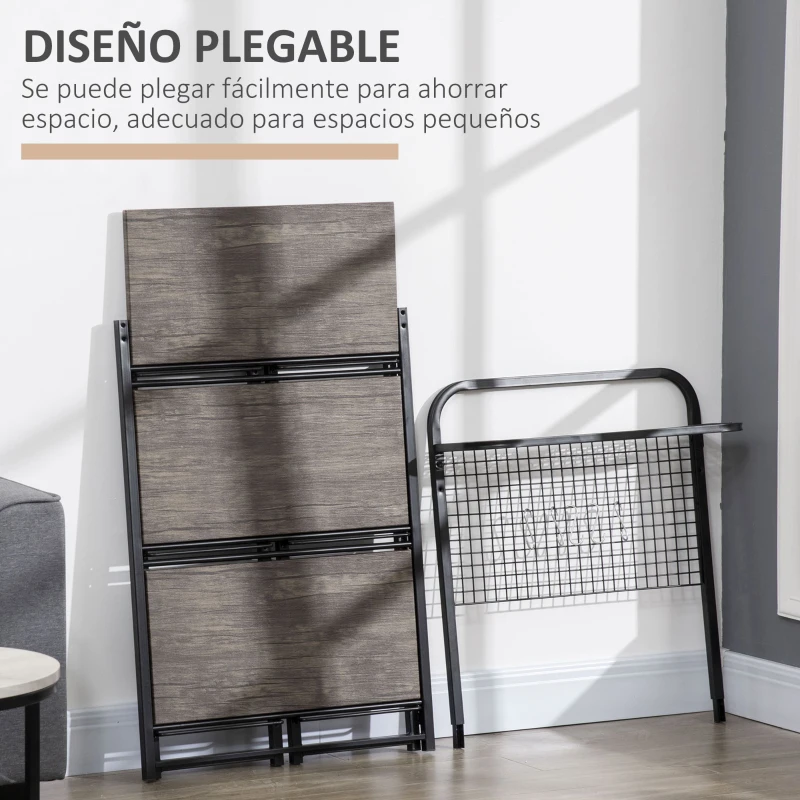 HOMCOM Estante de Cocina Plegable de 4 Niveles Estantería para Microondas con 5 Ganchos para Comedor 60x30x150 cm Negro