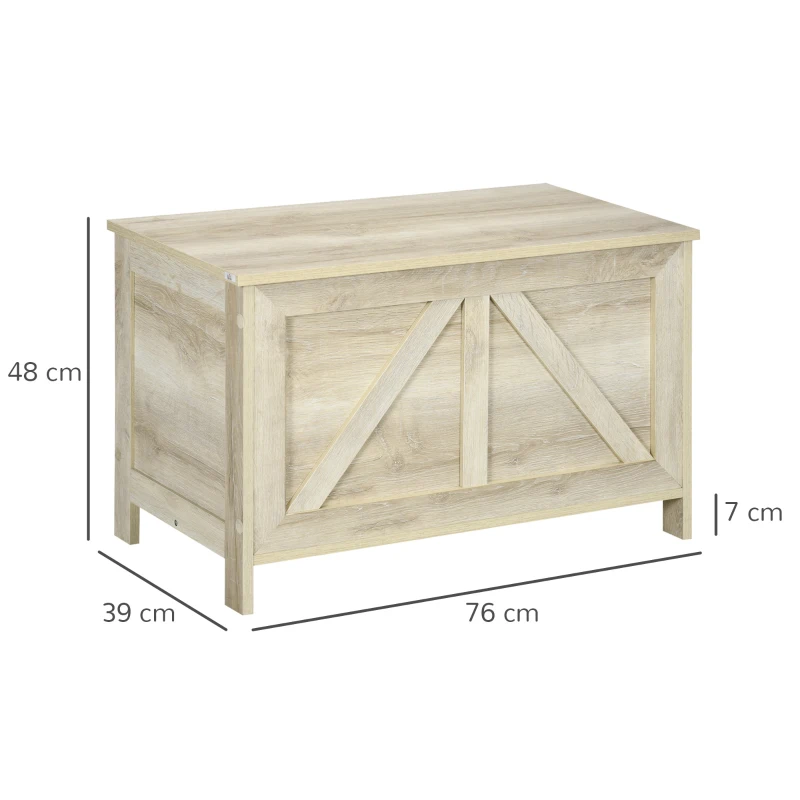 HOMCOM Coffre de rangement couvercle relevable avec charnières de sécurité pour ouvrir à 100 ° 76L x 39l x 48H cm bois naturel