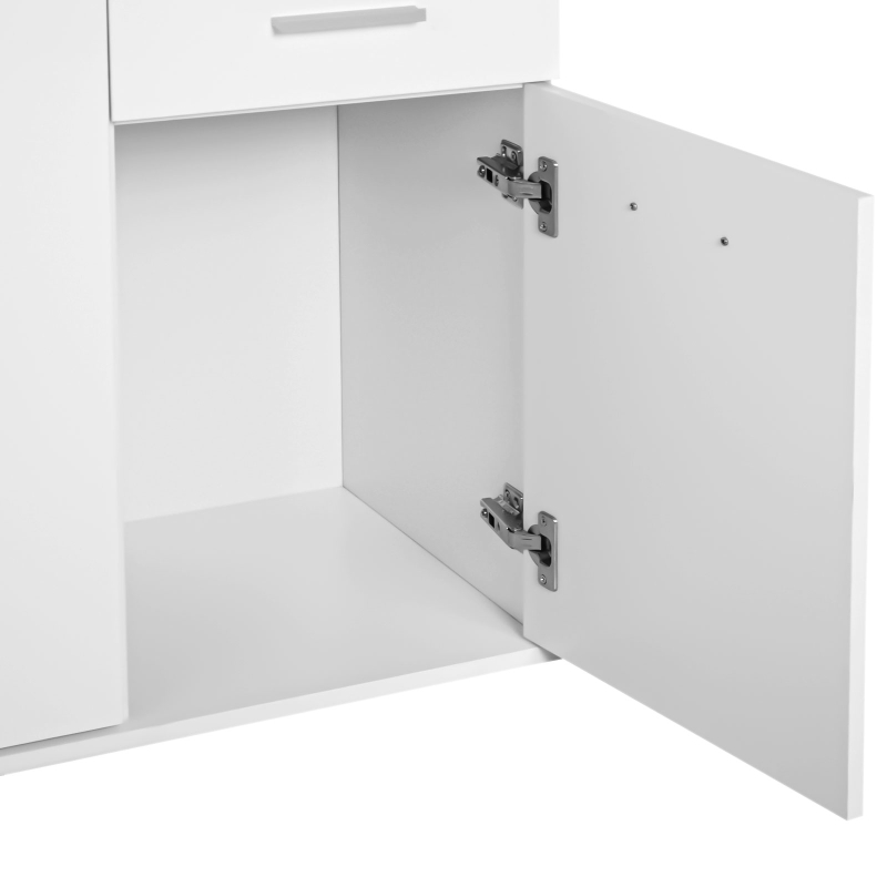 HOMCOM Cassettiera da Ufficio 2 Cassetti 2 Ante con Ripiano Regolabile Legno 71x35x76cm Bianco