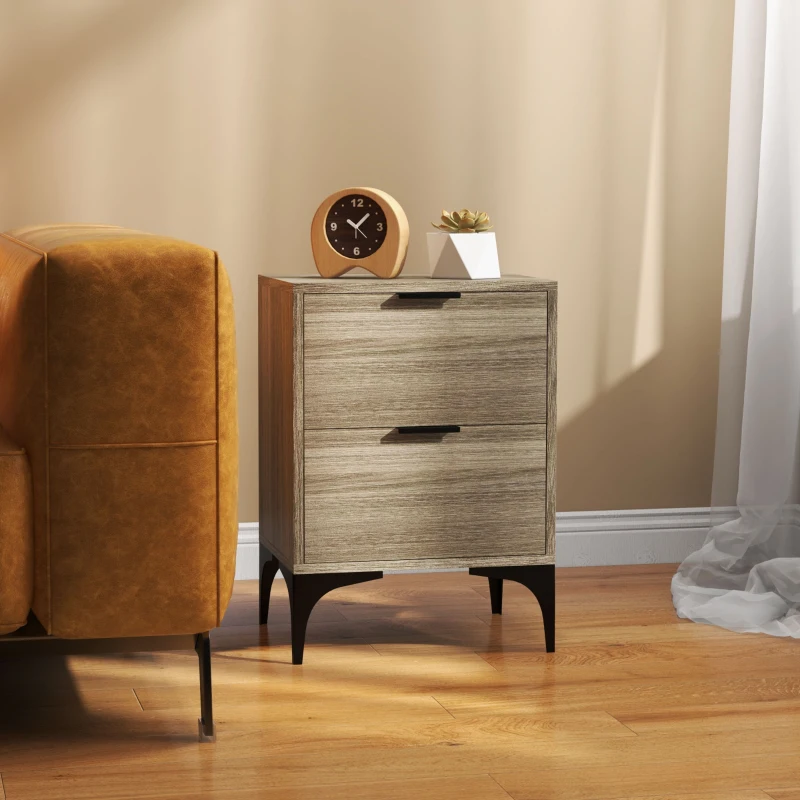 HOMCOM Set of Two Wood Effect Bedside Tables