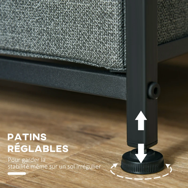 HOMCOM Meuble de Rangement 3 tiroirs chiffonnier dim. 45L x 30l x 71H cm métal MDF Non tissé Gris