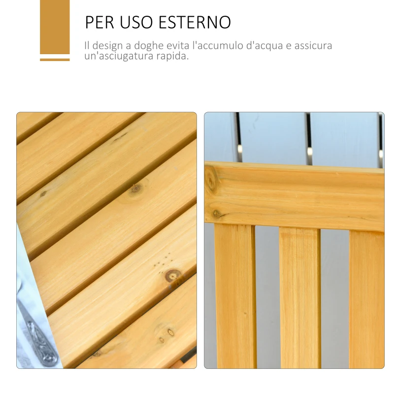 Outsunny Panchina a Dondolo da Giardino e Terrazza per 2 Persone con Braccioli, 124x76x95cm Legno Naturale