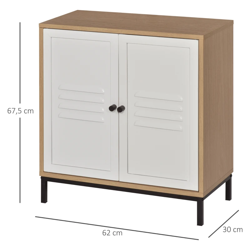 Vinsetto Meuble de rangement bureau 2 portes métal blanc avec étagère dim. 62L x 30I x 67,5H cm panneaux particules bois clair