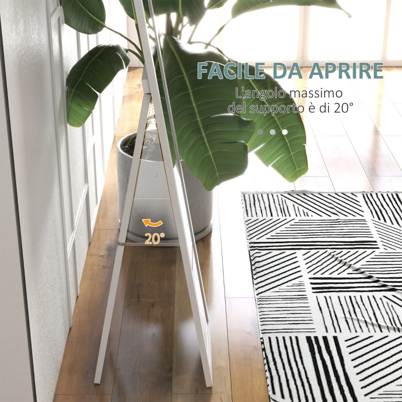 HOMCOM Specchio con Cornice in MDF con Piedini e Ganci per Utilizzo a Muro o a Parete, 37x40x155 cm