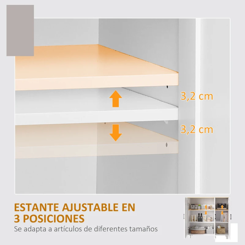 HOMCOM Aparador de Salón Mueble Buffet con 3 Puertas y Estantes Ajustables para Cocina Comedor Estilo Nórdico 90x30x90 cm Blanco(m-5)