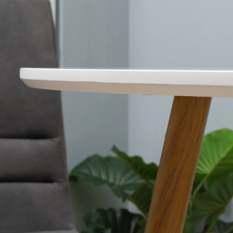 HOMCOM Mesa de Comedor Redonda para 2 Personas Mesa de Cocina Estilo Nórdico con Patas de Metal Ø72x75 cm Blanco Mate