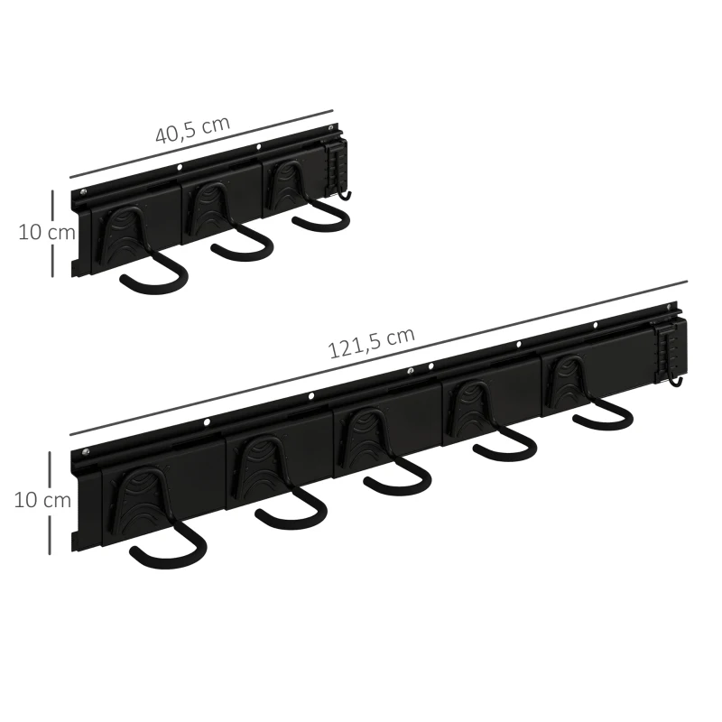 SPORTNOW Support mural pour vélos, rangement 5 vélos et 3 casques, crochets de rangement réglables, porte-vélos, 121,5 x 10 cm