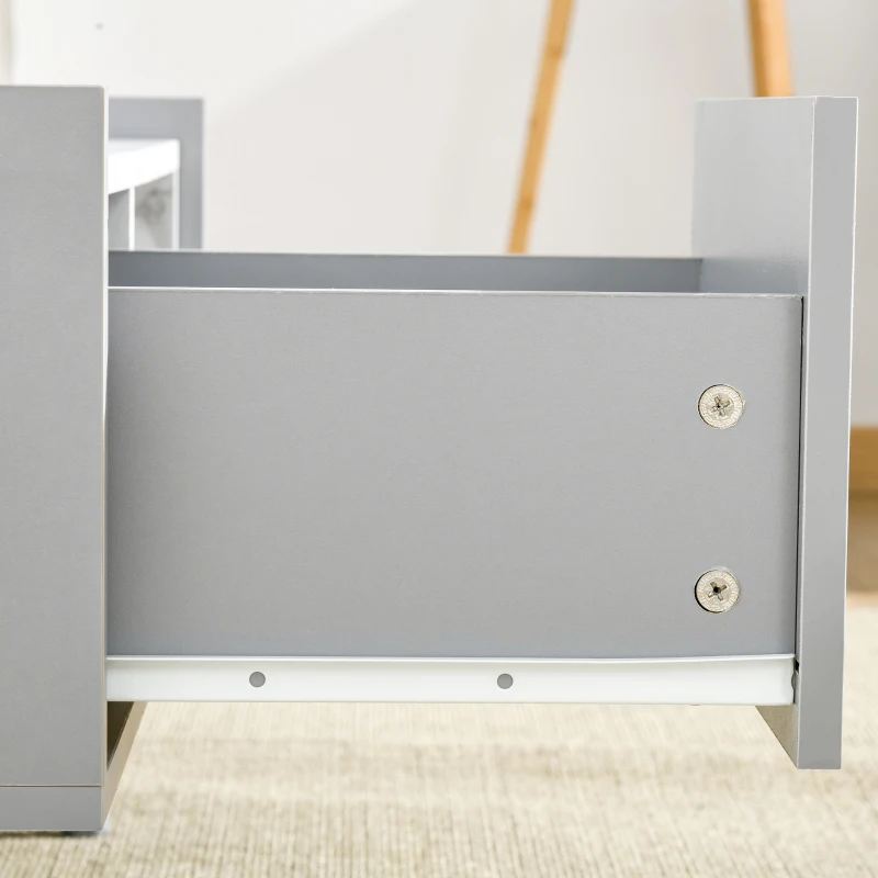 HOMCOM White Coffee Table with Faux Marble Top, 2-Tier Wood Center Table Sofa Table with Storage Drawer and Shelf for Home Living Room Reception Room