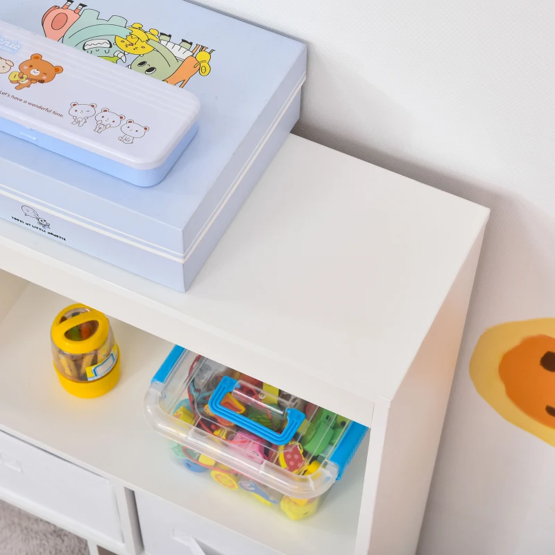 HOMCOM Meuble de rangement jouets enfant bibliothèque étagère de jouet pour chambre d'enfant 5 casiers 3 tiroirs non tissé MDF dim. 93,1L x 40l x 94H cm blanc