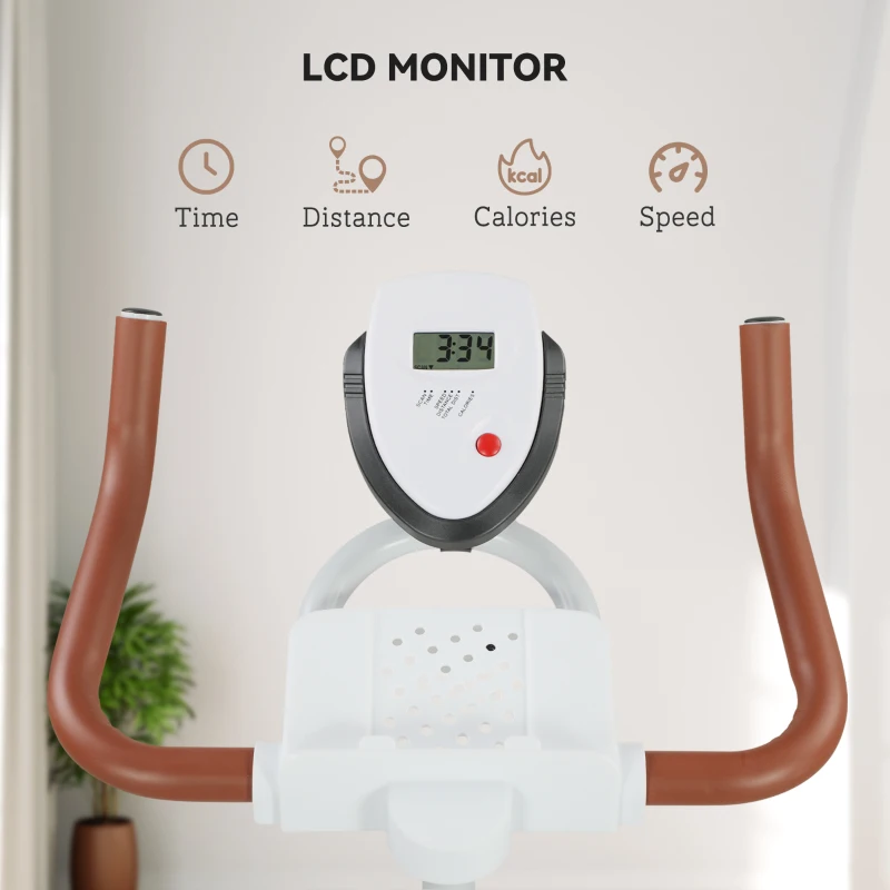 SPORTNOW Quiet Stationary Exercise Bike with Adjustable Resistance, Seat, White