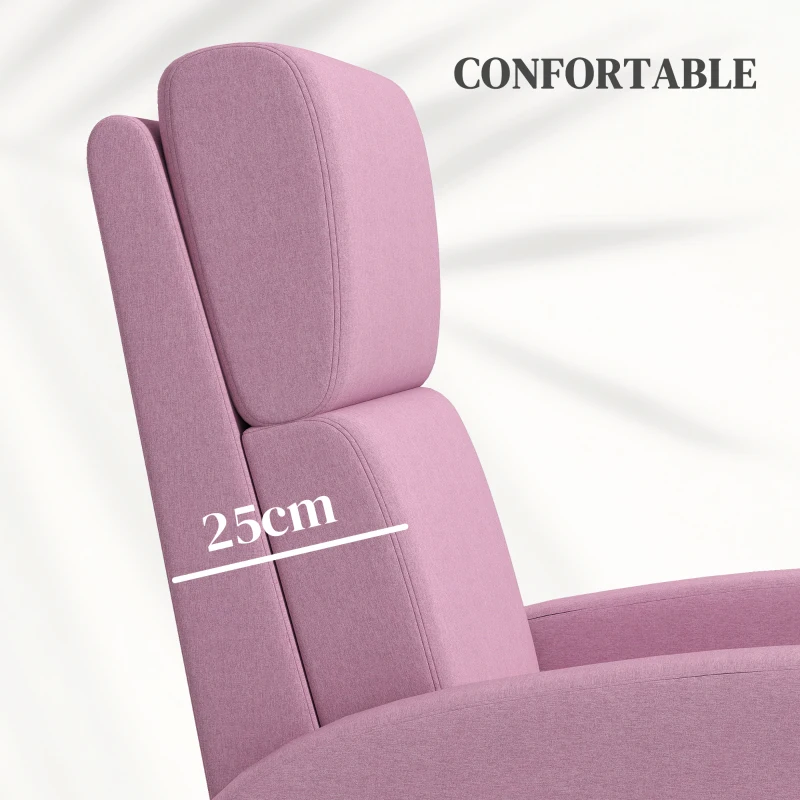 HOMCOM Sillón Relax Reclinable hasta 160° Sofá Reclinable Moderno con Reposapiés Soporta hasta 120 kg 64x86x102 cm Rosa