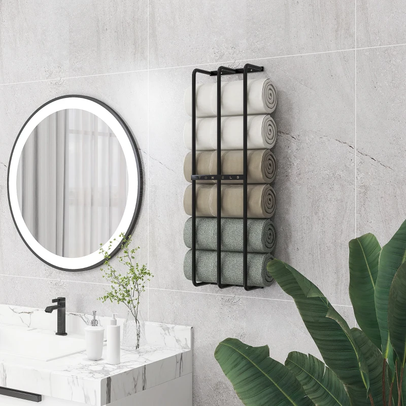 HOMCOM Six Large Towel Metal Holder, with Mounting Accessories