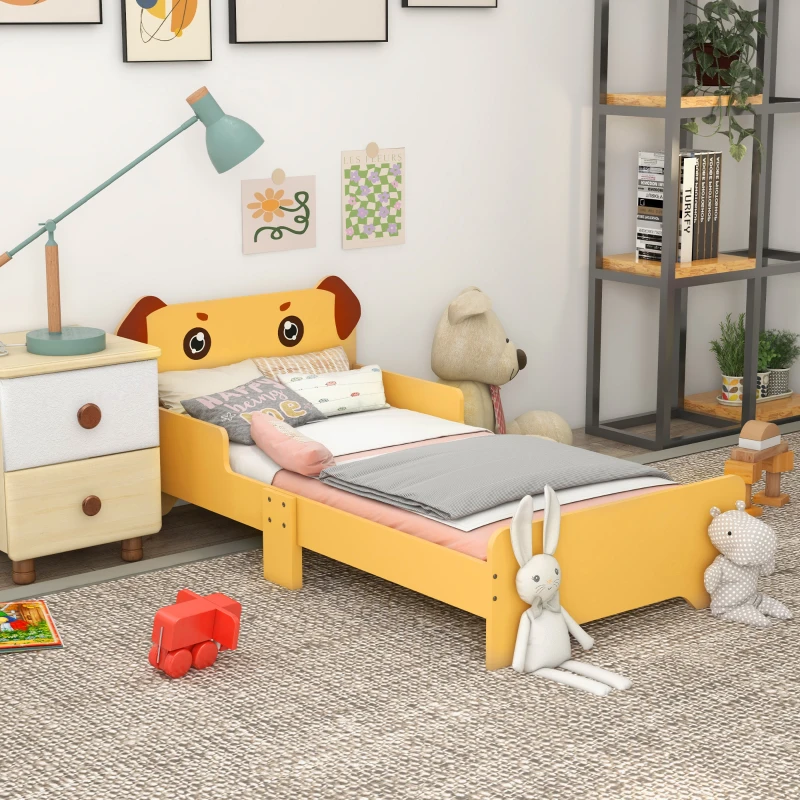 ZONEKIZ Puppy-Themed Kids Bed, for Ages 3-6 Years, 143 x 74 x 58cm