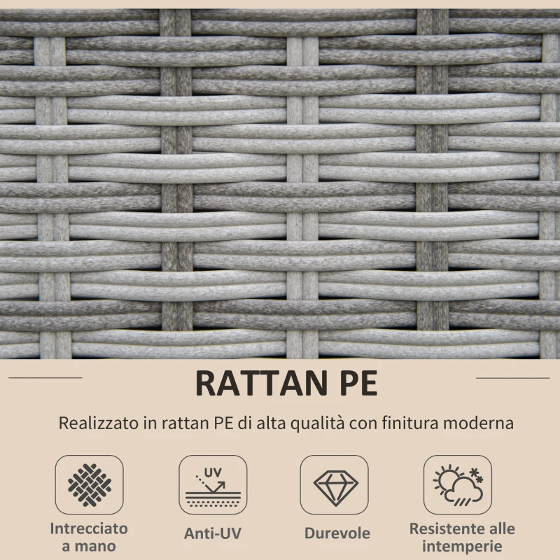 Outsunny Salotto da Giardino in Rattan PE da 8 Pezzi con Poltrone, Tavolini e Sgabelli, Beige