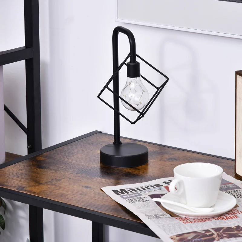 HOMCOM Table d'appoint table de chevet console meuble de rangement style industriel vintage grand tiroir, étagère et plateau aspect vieux bois veinage métal noir