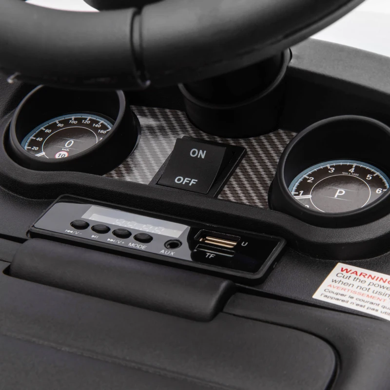 AIYAPLAY Macchina Elettrica per Bambini 18 mesi a 5 anni con musica e clacson, Auto a 6V, Elettrico e a Spinta,Velocità 3km/h, Bianco|Aosom Italy