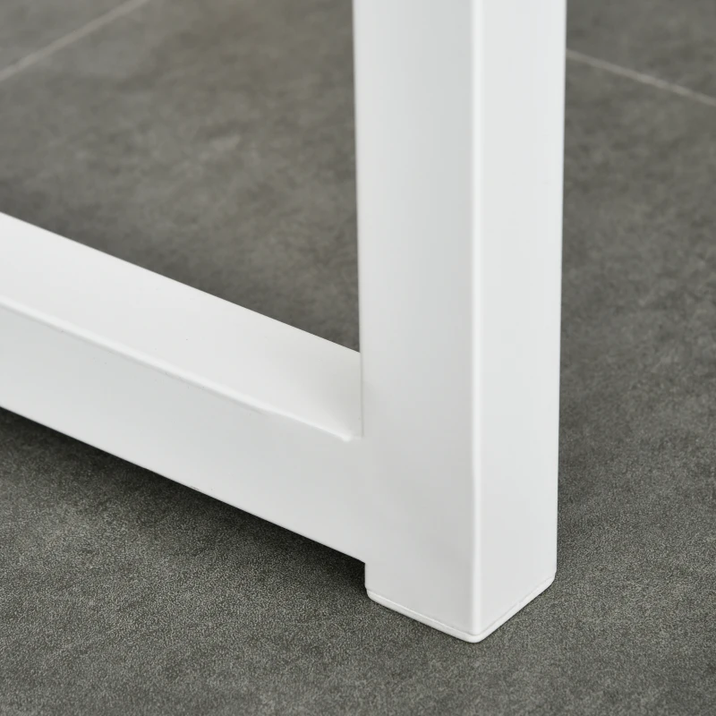 HOMCOM Tavolo Alto da Cucina e Bar con 3 Mensole, Struttura in Acciaio e MDF, Stile Moderno, Bianco, 115x55x100cm