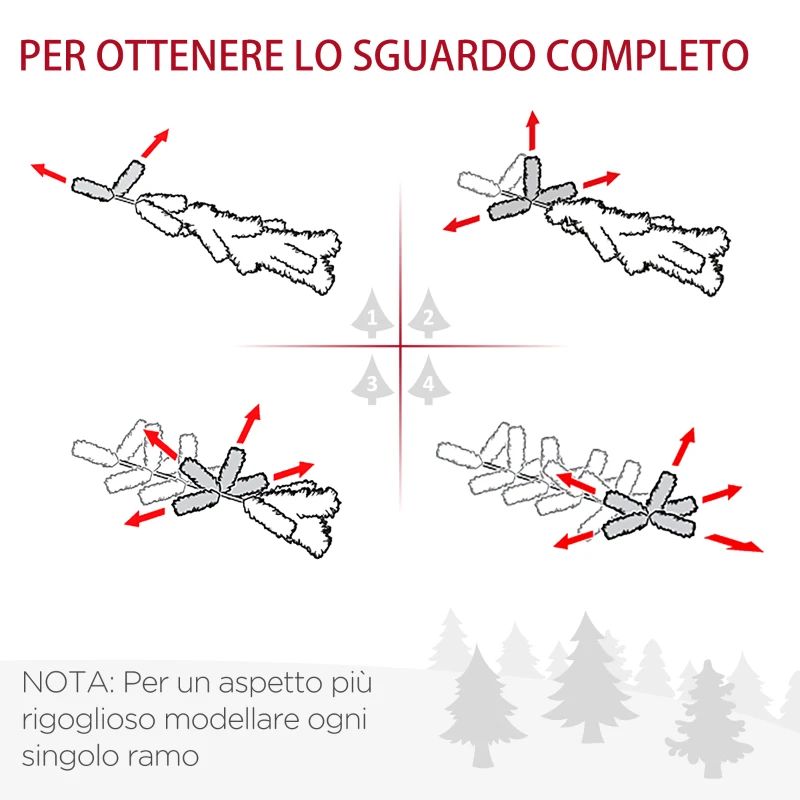 HOMCOM Albero di Natale Slim Artificiale 210 cm con Rami Realistici, Albero di Natale Alto e Stretto con Base Pieghevole, Verde