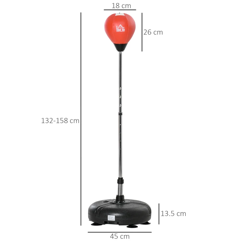 HOMCOM Punching Bag with Stand, 133-151cm Adjustable Height, for Teens, Red/Black