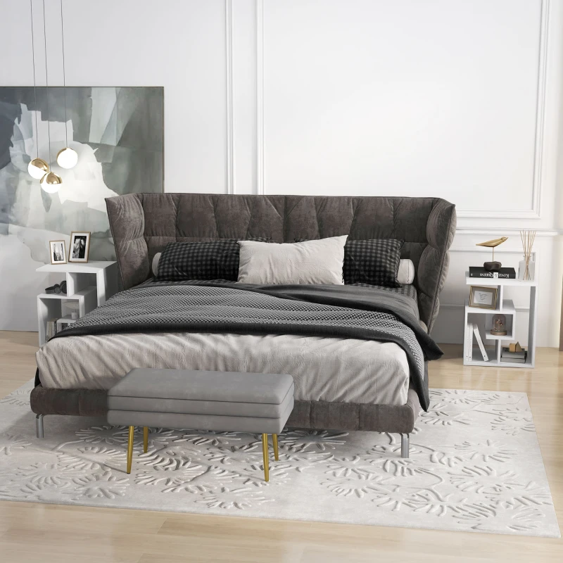 HOMCOM Side Table, 3 Tier End Table with Open Storage Shelves for Living Room, Bedroom, Set of 2, White