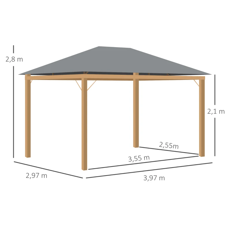 Outsunny Tonnelle de jardin rectangulaire avec rideaux et toile de toit en polyester 4 x 3 m - structure en aluminium(m-3)
