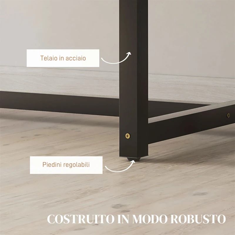 HOMCOM Tavolo da Pranzo Allungabile per 4-6 Persone Stile Industriale in Legno e Acciaio, 120-160x80x75.5cm