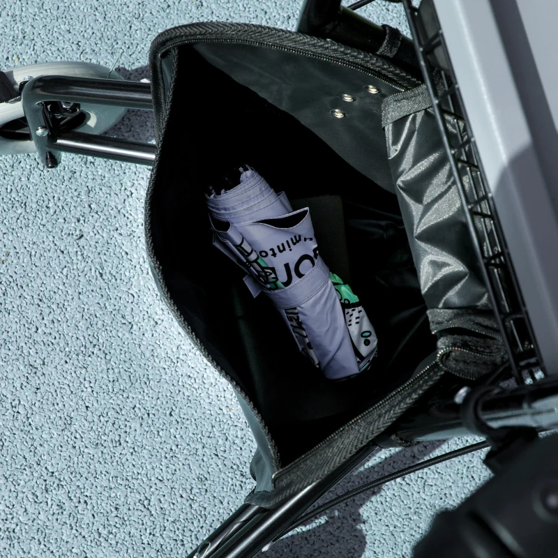 HOMCOM Deambulatore per Anziani e Disabili ad Altezza Regolabile con Cestino e Vassoio, 60x62x84-100.5 cm, Nero