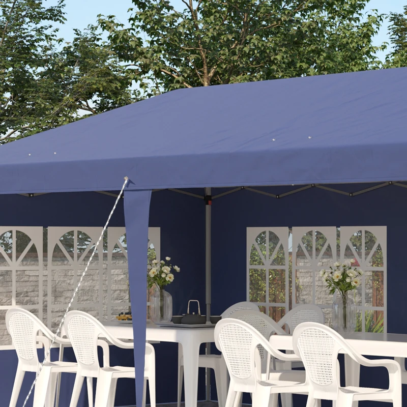 Outsunny Tonnelle pop-up pliante - tente de réception - 3 x 6 m 3 cotés démontables bleu