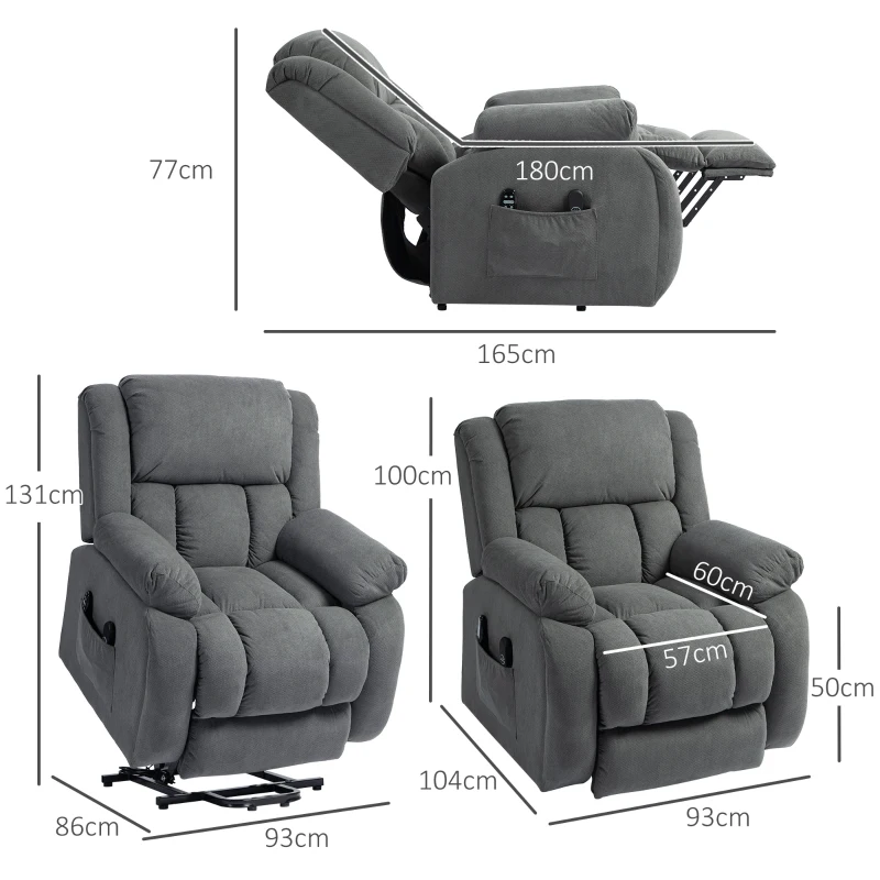HOMCOM Fauteuil releveur électrique massage et chauffage avec repose-pied, dossier inclinable, télécommande et poche latérale(m-3)